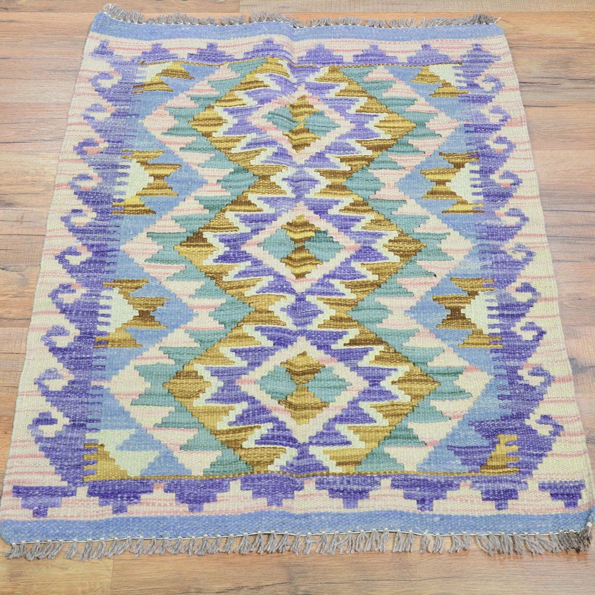 Indian Hand Woven Wool Kilim Area Brown Rug WK-562