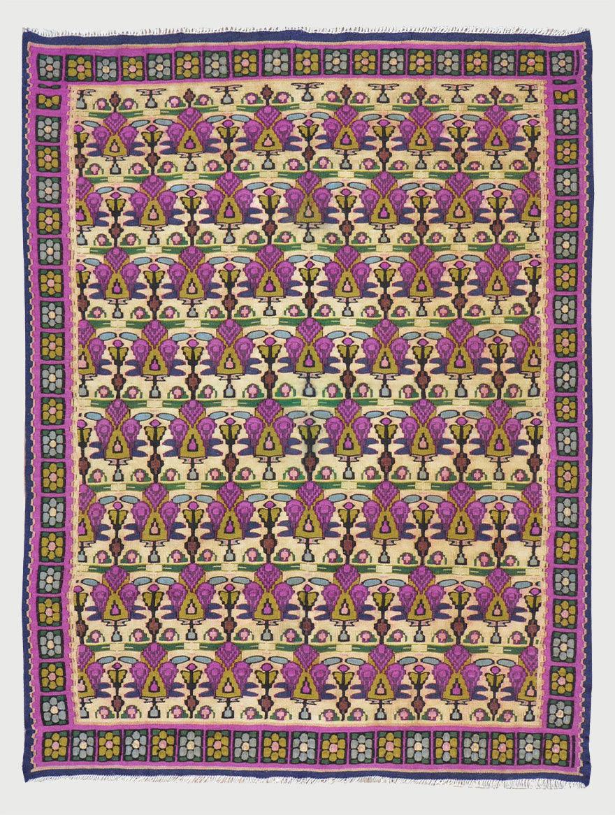 Hand Woven Wool Kilim Area Pink Rug For Bedroom WK-563