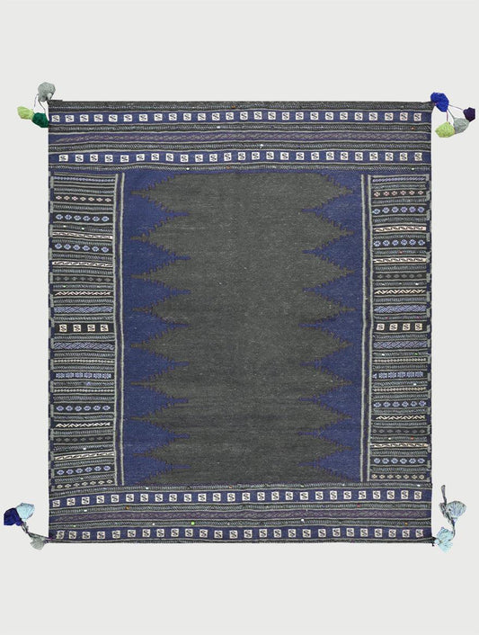 Tappeto Kilim in lana nera intrecciato a mano per ingresso WK-564