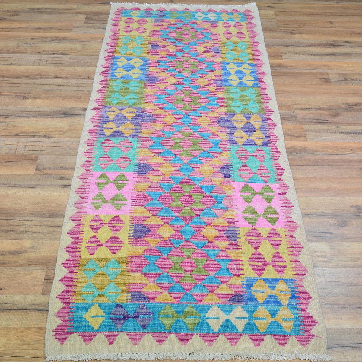 Kilim Area Wool Rug Hand Woven For Living Room WK-565