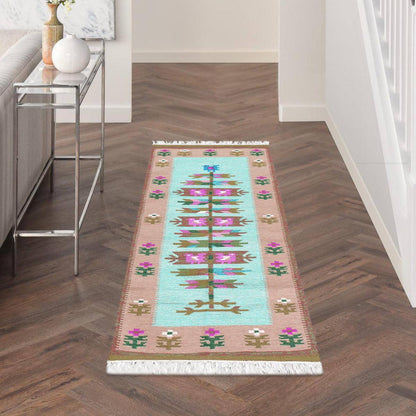 Wool Kilim Area Rug Hand Woven Rug For Dining Room WK-566