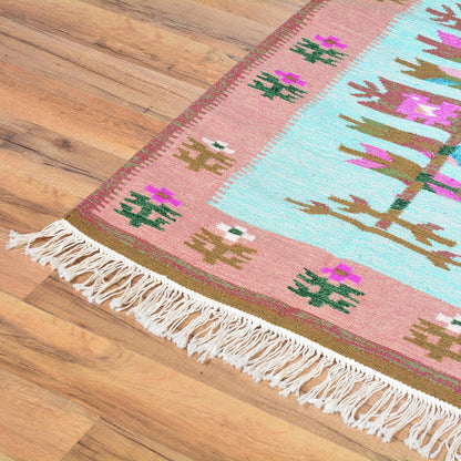 Wool Kilim Area Rug Hand Woven Rug For Dining Room WK-566