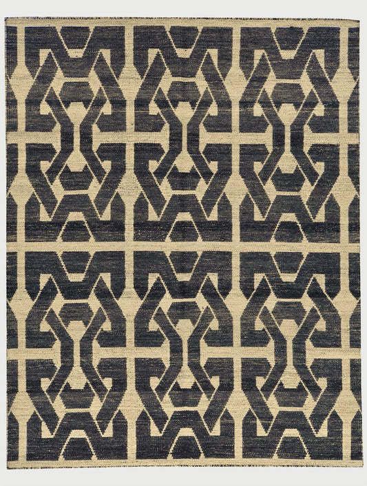 Bellissimo tappeto Kilim in lana intrecciato a mano per soggiorno nero WK-571