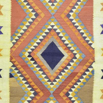 Tappeto Kilim in lana tessuto a mano giallo per soggiorno WK-573