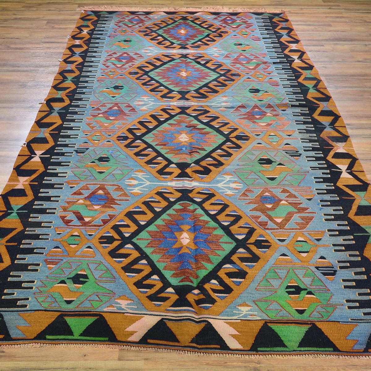 Brown Wool Hand Woven Kilim Area Rug For Entrance WK-574