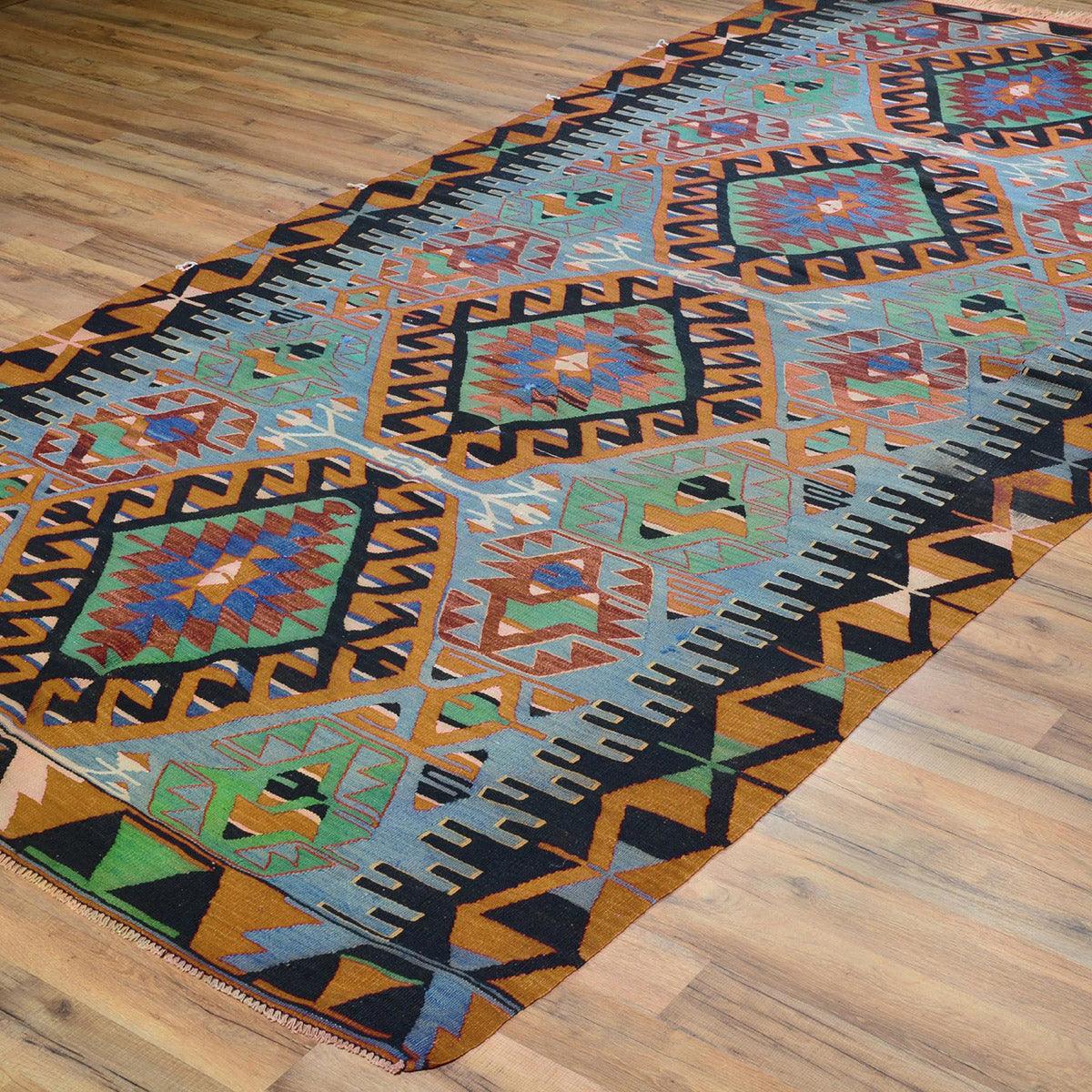 Brown Wool Hand Woven Kilim Area Rug For Entrance WK-574