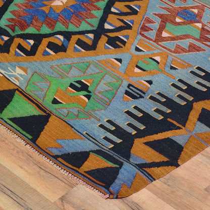 Brown Wool Hand Woven Kilim Area Rug For Entrance WK-574