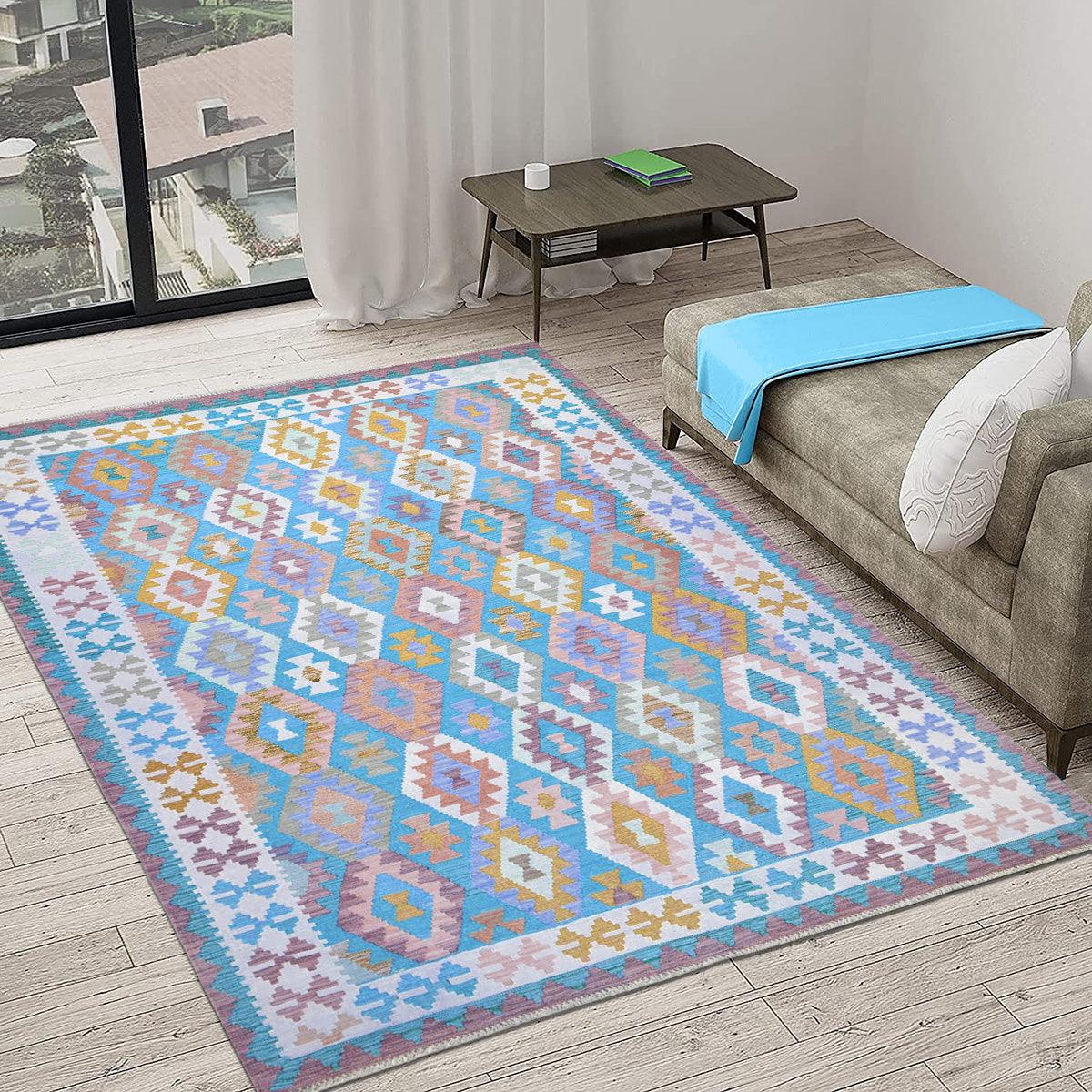 Alfombra Kilim de lana gris tejida a mano para exteriores WK-578