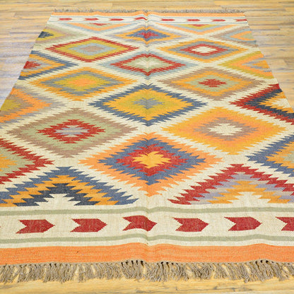 Premium Hand Woven Wool Kilim Rug For Bedroom WK-579