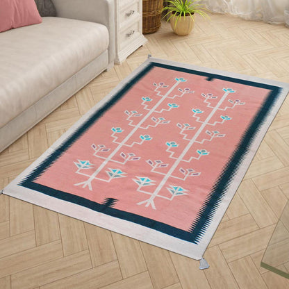 Pink Hand Woven Wool Kilim Area Rug For Bedoom WK-583