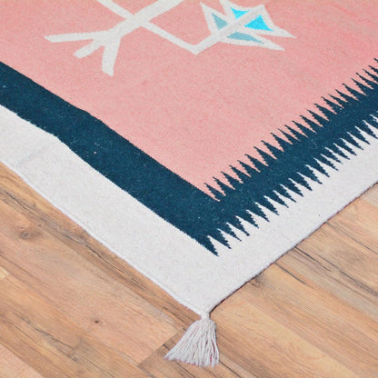 Pink Hand Woven Wool Kilim Area Rug For Bedoom WK-583