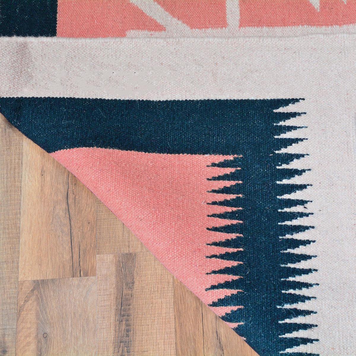 Pink Hand Woven Wool Kilim Area Rug For Bedoom WK-583