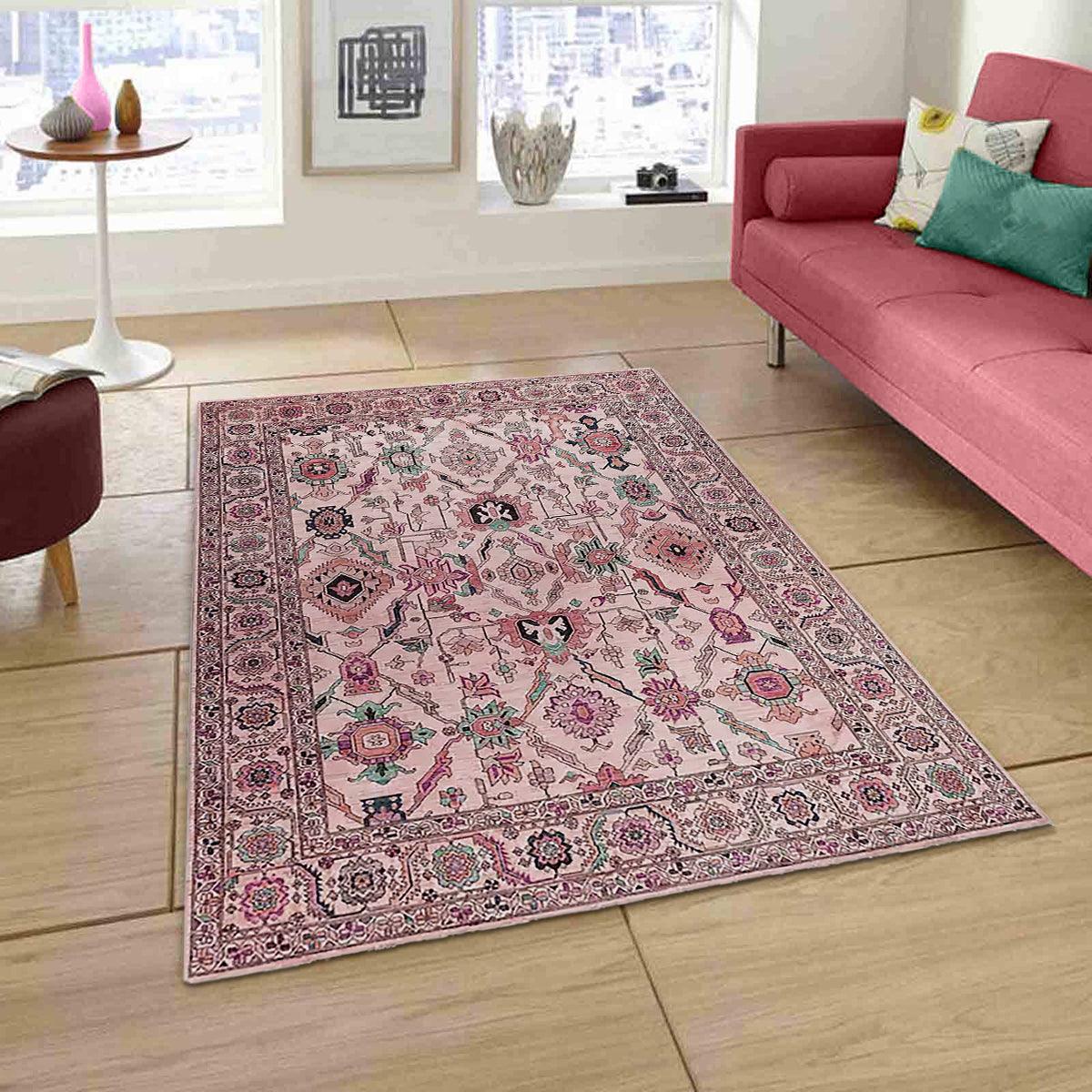 Beautiful Hand Knotted Wool Kilim Rug For Bedroom Pink WK-604