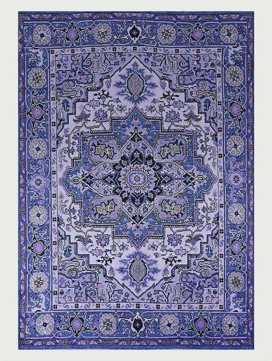 Blue Hand Knotted Wool Kilim Area Rug For Yoga Mat WK-605