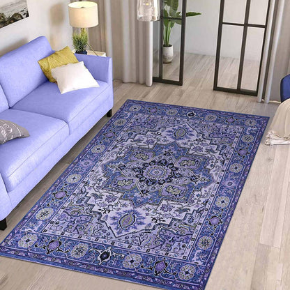 Blue Hand Knotted Wool Kilim Area Rug For Yoga Mat WK-605