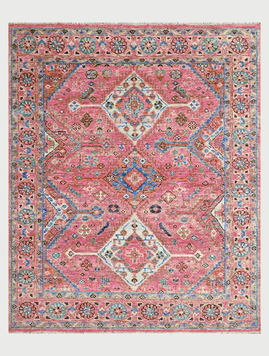 Beautiful Hand Knotted Wool Kilim Rug For Bedroom Pink WK-611