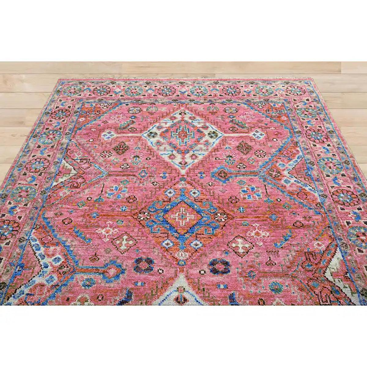 Beautiful Hand Knotted Wool Kilim Rug For Bedroom Pink WK-611