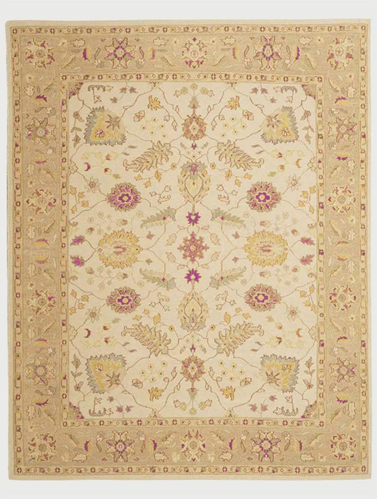 Geometric Hand Knotted Rug Beige For Dining Room WK-615