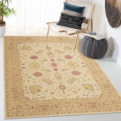 Geometric Hand Knotted Rug Beige For Dining Room WK-615