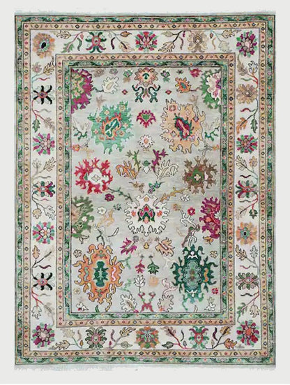 Oushak Hand Knotted Rug Gray For Dining Room WK-623