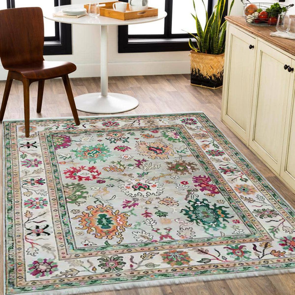 Oushak Hand Knotted Rug Gray For Dining Room WK-623