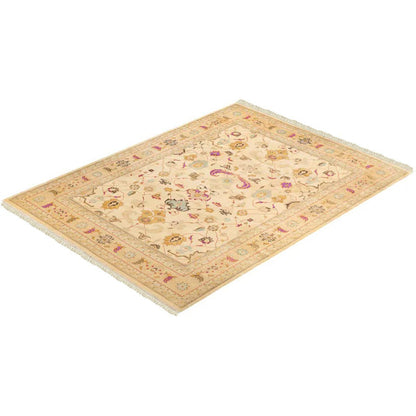 Tappeto Kilim in lana annodato a mano beige per ingresso e patio WK-626