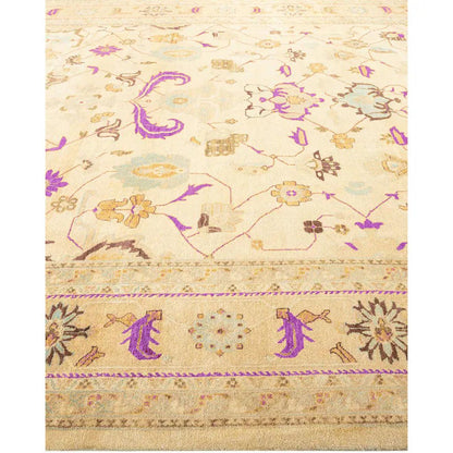 Alfombra Kilim de lana anudada a mano en color beige para recibidor y patio WK-626