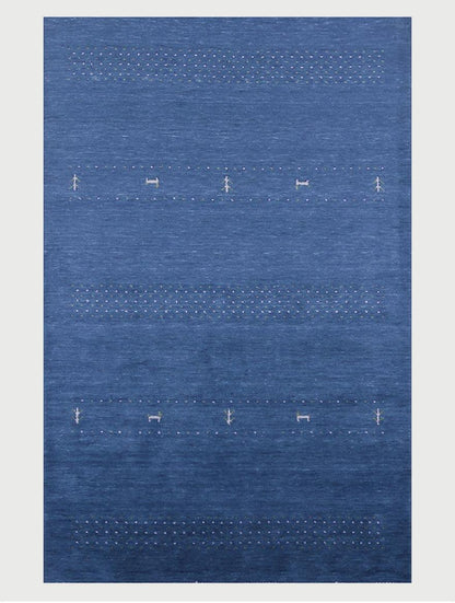 Tappeto Kilim in lana annodato a mano blu per ingresso e patio WK-636