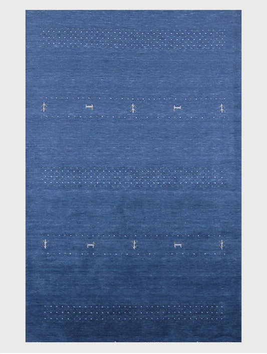 Blue Hand Knotted Wool Kilim Area Rug For Hall Patio WK-636