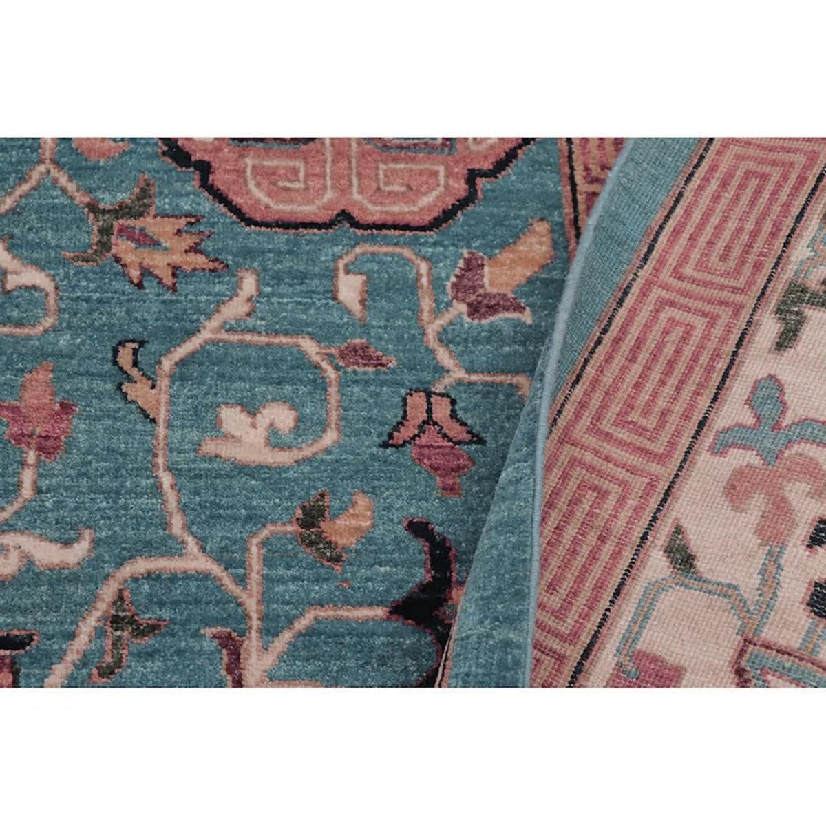 Blue Hand Knotted Wool Rug For Dining Room WK-643