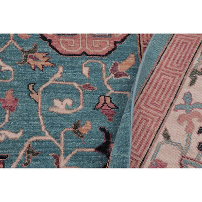 Blue Hand Knotted Wool Rug For Dining Room WK-643