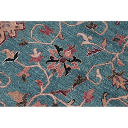 Blue Hand Knotted Wool Rug For Dining Room WK-643