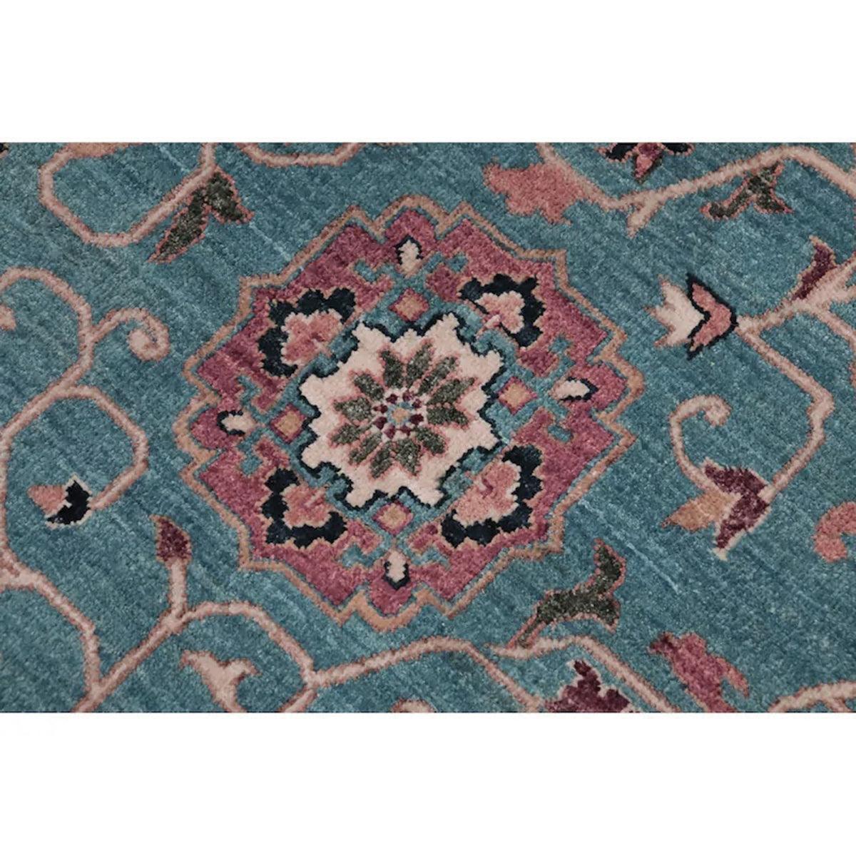 Blue Hand Knotted Wool Rug For Dining Room WK-643