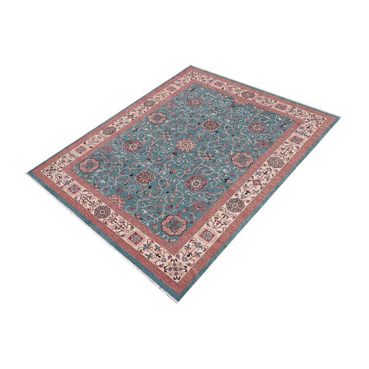 Blue Hand Knotted Wool Rug For Dining Room WK-643