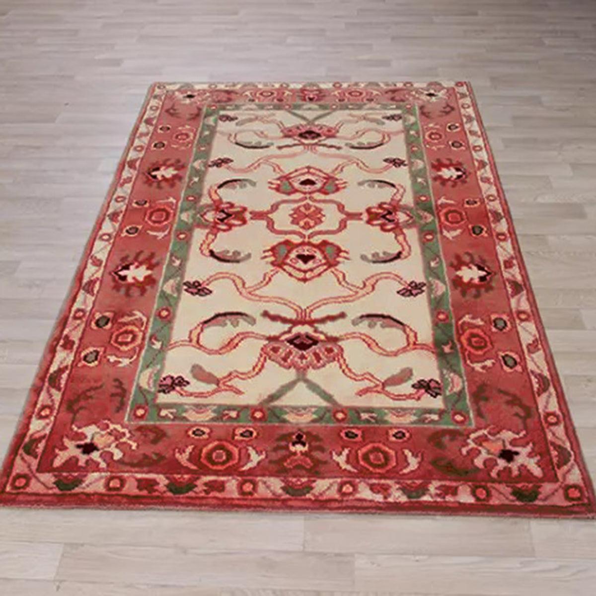 Hand knotted Oushak Red Wool Rug For Living Room WK-650