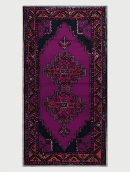 Purple Hand Knotted Wool Area Rug For Living Room WK-652