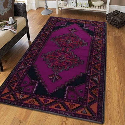 Purple Hand Knotted Wool Area Rug For Living Room WK-652