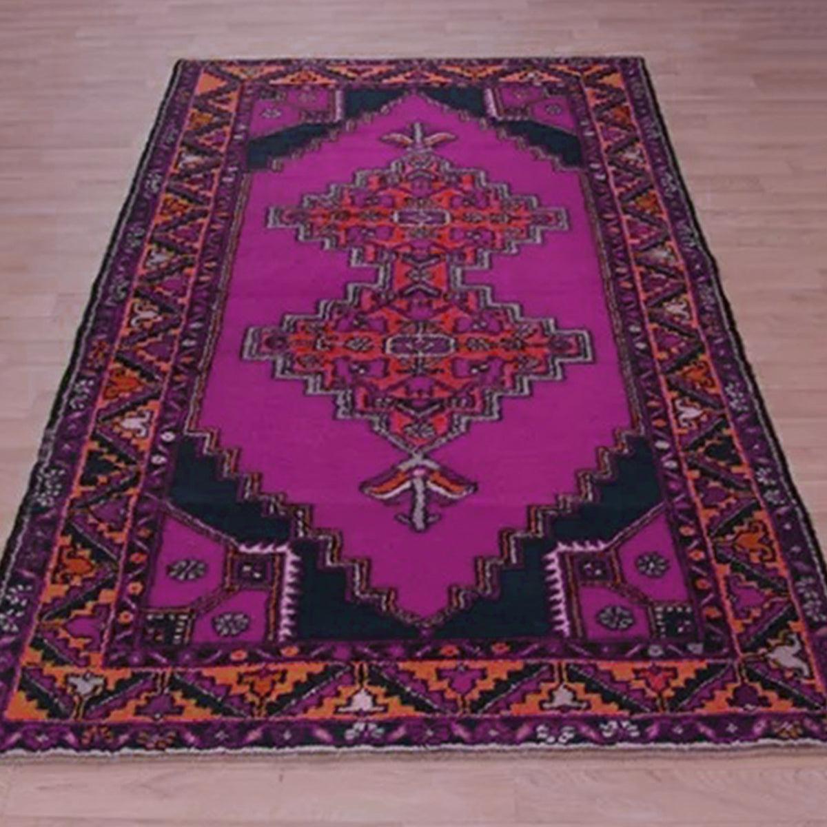 Purple Hand Knotted Wool Area Rug For Living Room WK-652