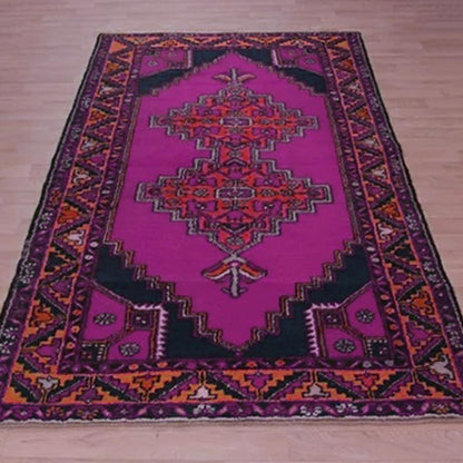 Purple Hand Knotted Wool Area Rug For Living Room WK-652