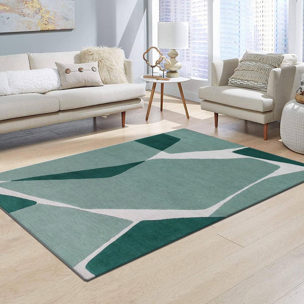 Green Hand Tufted Wool Area Rug For Living Room WK-682