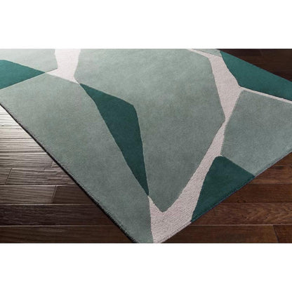 Green Hand Tufted Wool Area Rug For Living Room WK-682