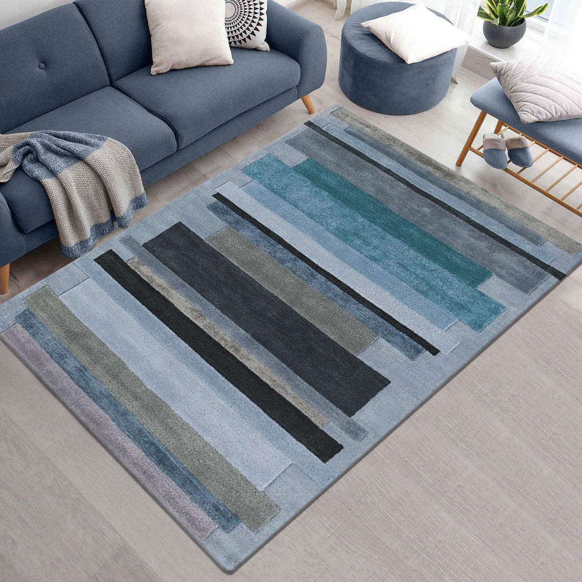 Green Hand Tufted Wool Area Rug For Living Room WK-692