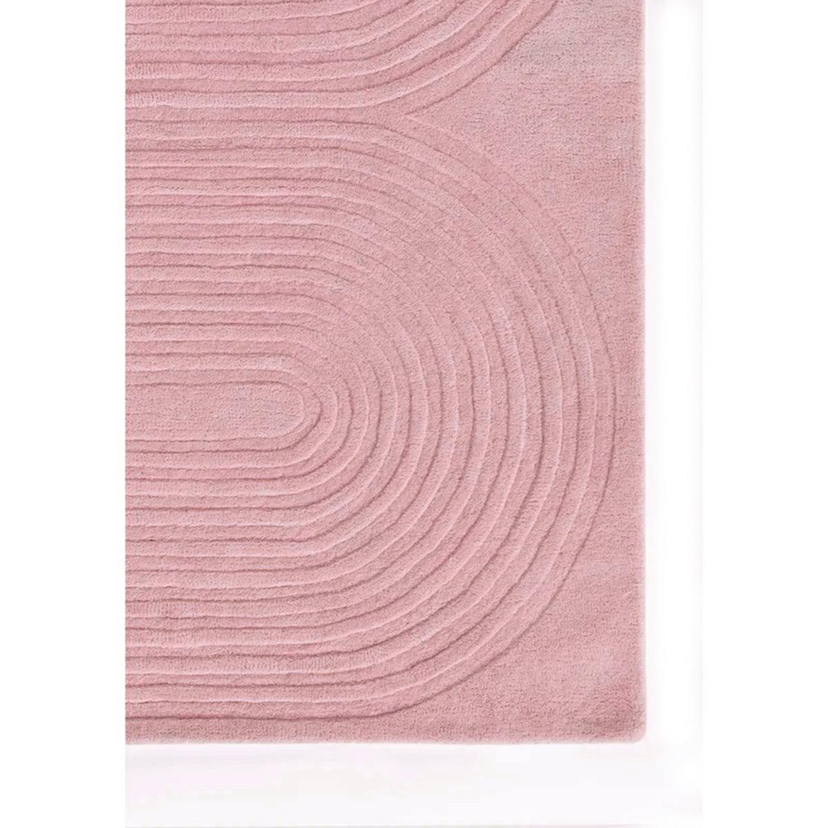 Alfombra de lana tejida a mano de color rosa para dormitorio WK-704