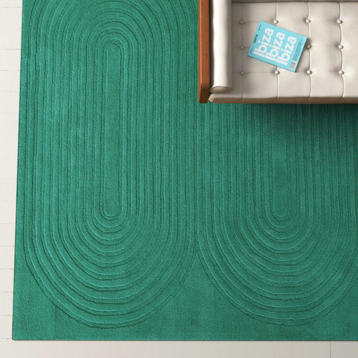 Green Hand Tufted Wool Area Rug For Living Room WK-712