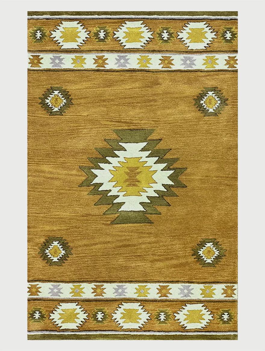 Brown Hand Tufted Wool Area Rug For Hall Patio WK-717