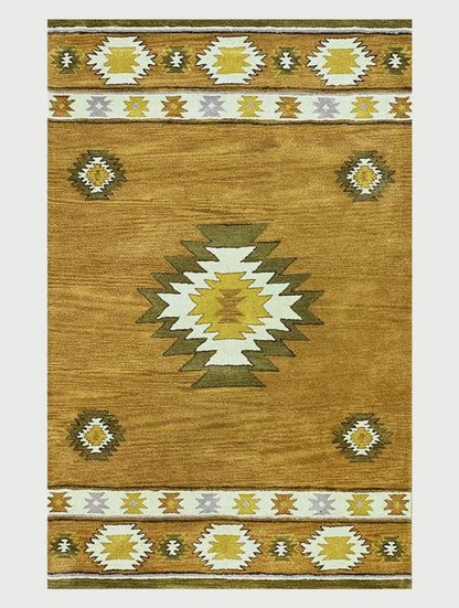 Brown Hand Tufted Wool Area Rug For Hall Patio WK-717