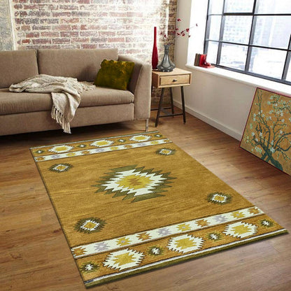 Brown Hand Tufted Wool Area Rug For Hall Patio WK-717