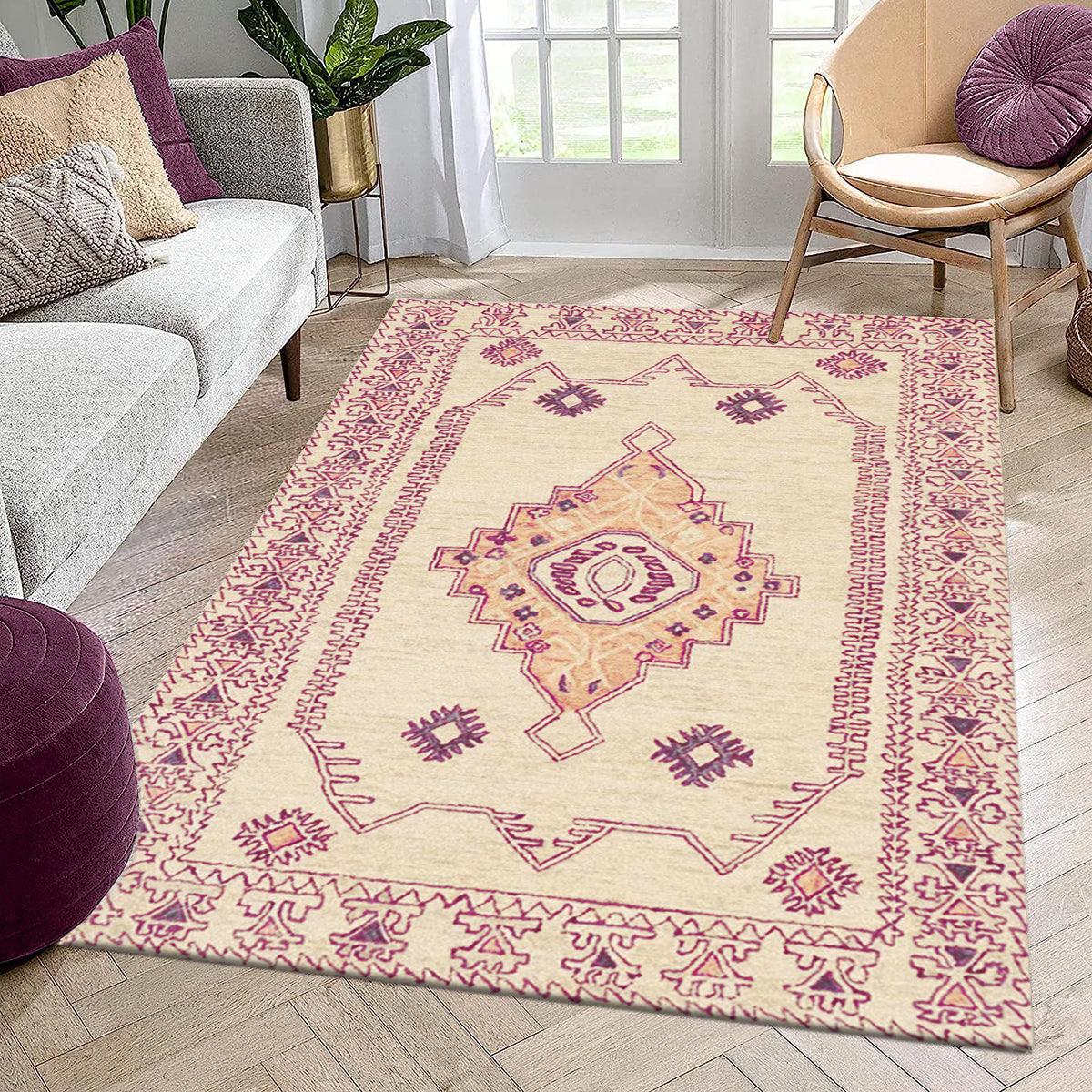 Natural Wool Rug Handmade For Living Room WK-725