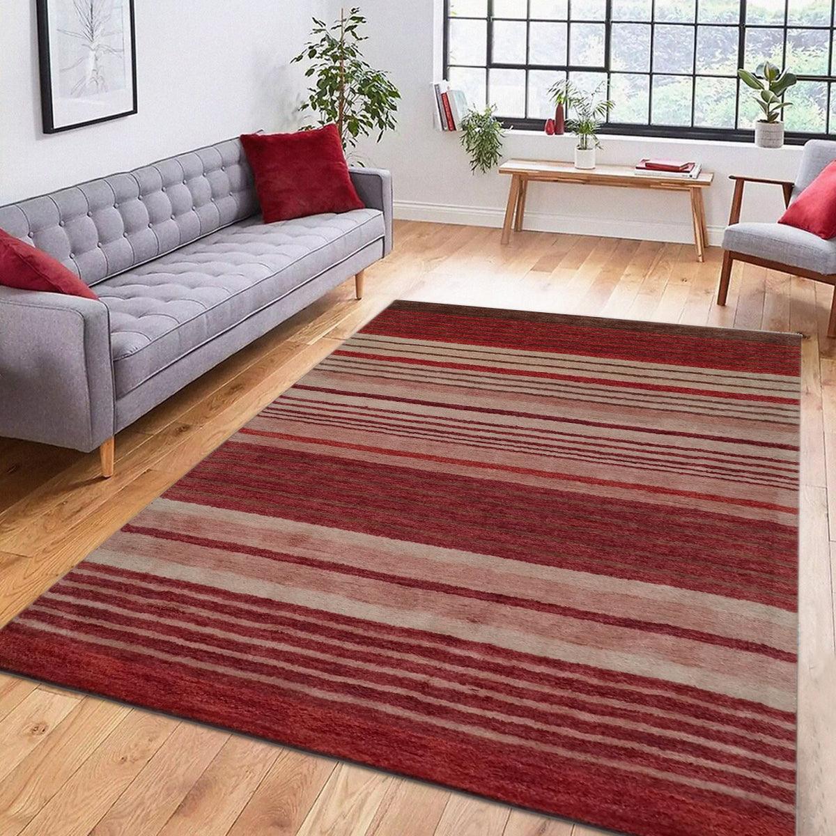 Red Hand Tufted Wool Area Rug For Bedroom WK-734