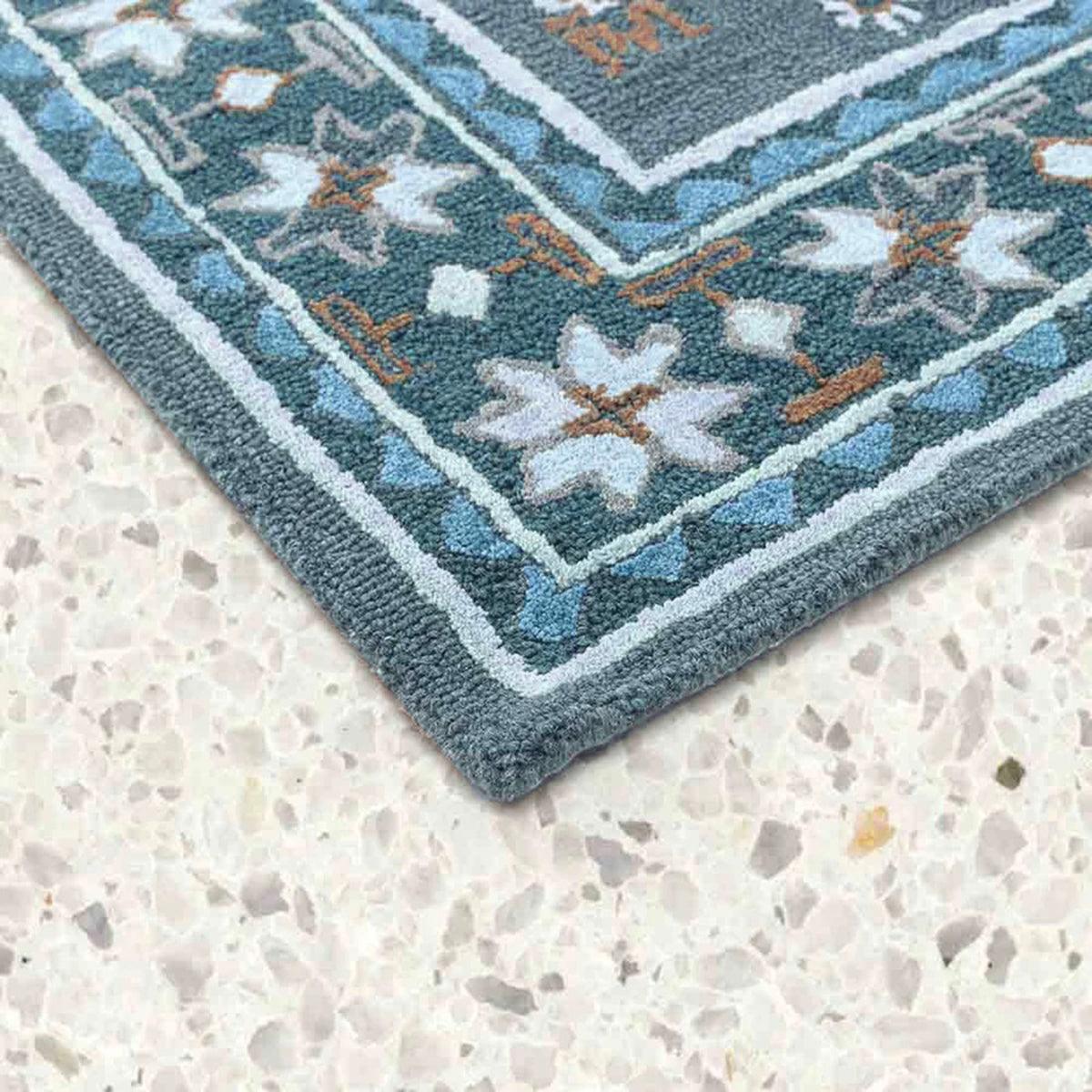 Natural Wool Area Rug Hand Knoted For Bedroom WK-741